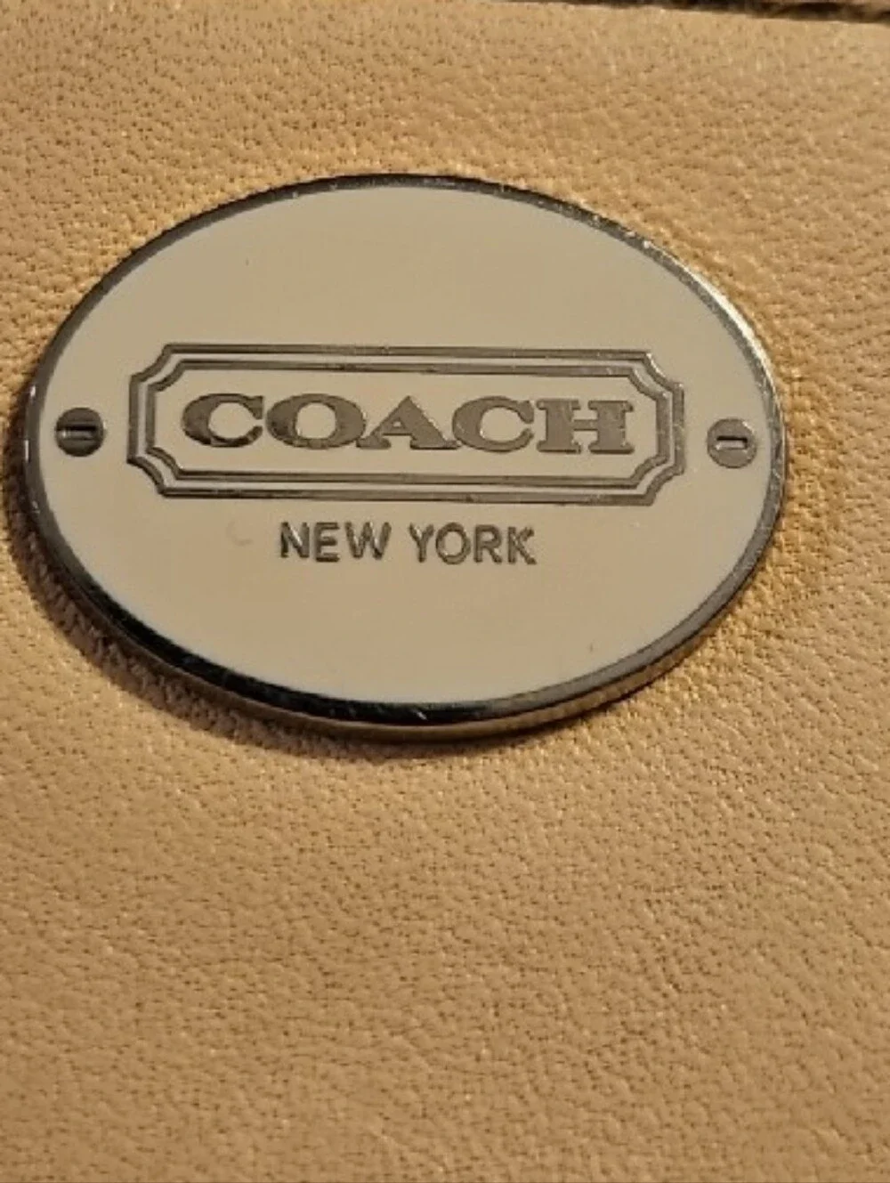 Coach Brown Monogram Canvas Key Pouch with Tan Leather Trim